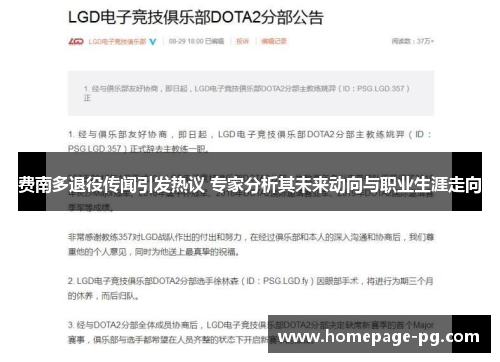 费南多退役传闻引发热议 专家分析其未来动向与职业生涯走向 费南多退役传闻引发热议 专家分析其未来动向与职业生涯走向