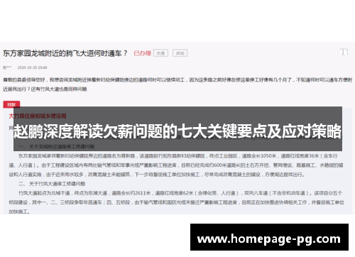 赵鹏深度解读欠薪问题的七大关键要点及应对策略 赵鹏深度解读欠薪问题的七大关键要点及应对策略